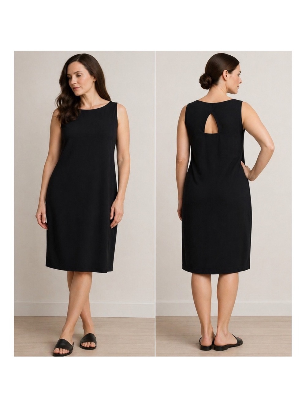 Eileen Fisher Black v back Dress 1x Great condition smoke pet free home